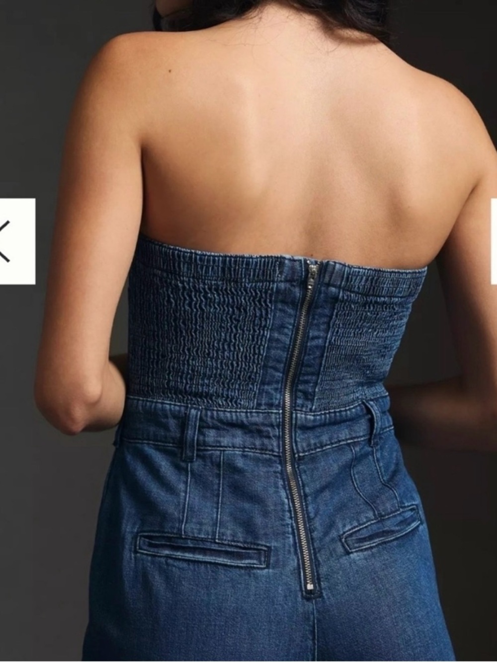 Pilcro Strapless Wide-Leg Denim Jumpsuit - Blue - Picture 3 of 10